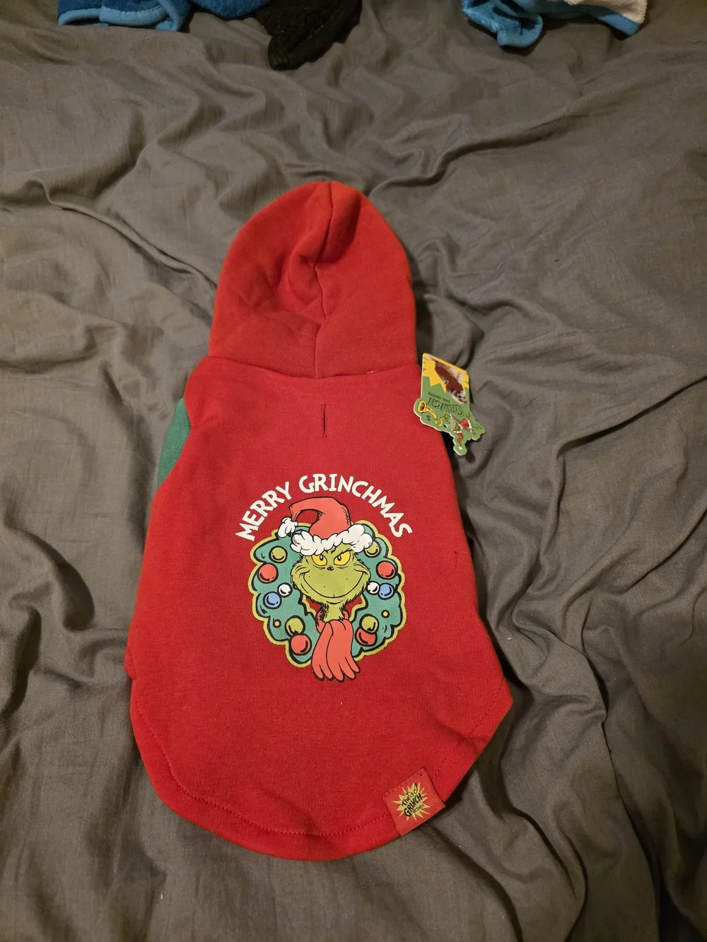 Merry Grinchmas Red Holiday Dog Hoodie